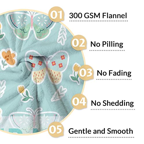 Personalized Butterfly Blanket Gifts with Name - 30"x40" Cute Throw for Women, Girls - Green Soft Fuzzy Blankets for Couch & Office