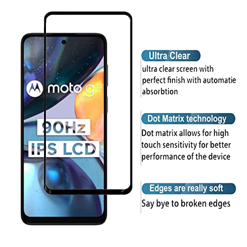 Image of Screen Protector for Motorola Moto G22 (Black) Tempered Glass Edge-to-Edge 6D Screen Guard With Installation Kit