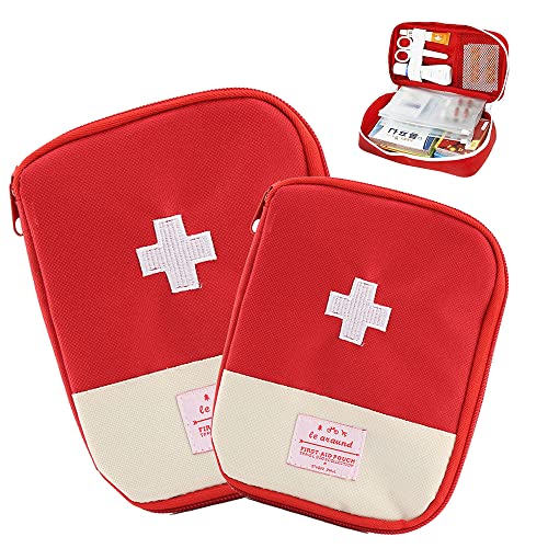 Bolsa de Medicina Portátil, 2 Piezas Botiquín de Primeros Auxilios Portátil Bolsa médica vacía Caso de Medicina de Emergencia para Trabajo, Escuela, Campamentos al Aire Libre, Caminatas, Mochileros