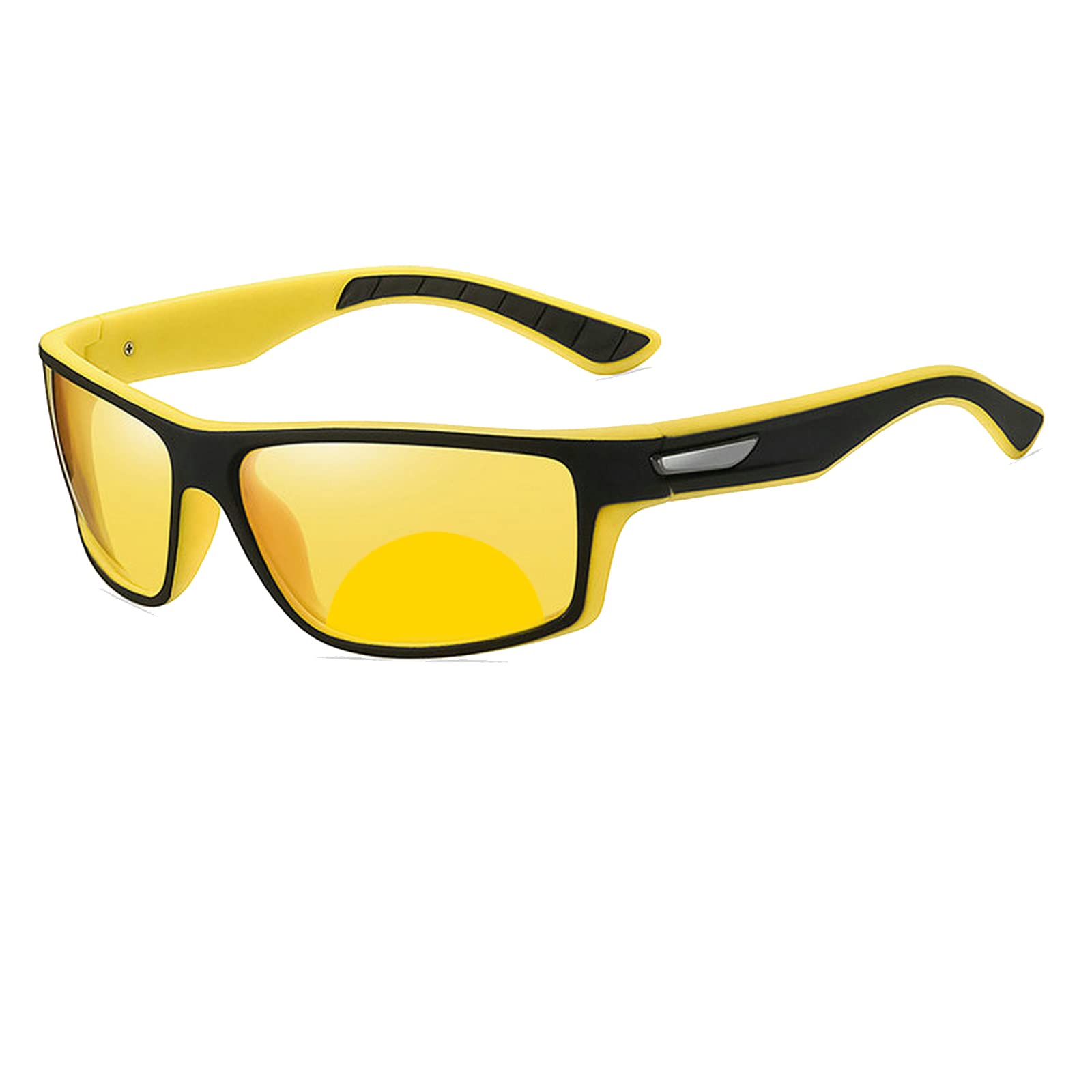 COTIA Bifocal Reading Sunglasses Night Vision for Men Yellow Sports Driving Glasses with UV Protection and Anti Glare (black yellow, 2, multiplier_x)