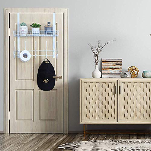image for Terby Over The Door Hook Organizer, Hanging Coat Rack Storage Shelf wi