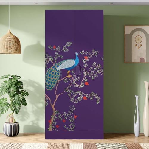 Image of Interio by Godrej Aceline 2-Door Digital Printed Steel Almirah | Textured Magic Purple Wardrobe for Clothes, 1-Year Warranty, 1 Full Locker, 2 Shelves