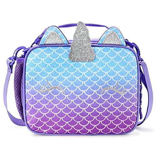 Mibasies Kids Insulated Lunch Box For Girls Rainbow Unicorn Bag (Mermaid) #TOP8