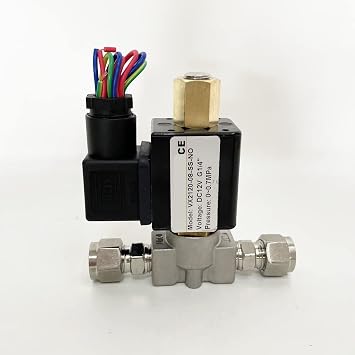 Valve VX2120-08-SS-NO 1/4" Normally Open Stainless Steel Solenoid Valve w 304 SS Pipe Fitting Tube DSJ-M YDF-LOK LOKAc110v,with 6mm Fittings