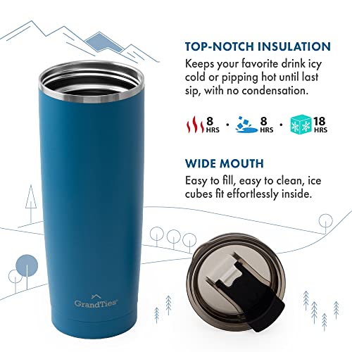 Grandties Insulated Coffee Tumbler Cup W/Tritan Lid | Leak Proof, Reusable, Double Walled Vacuum Stainless Steel Water Bottle Travel Mug | Thermal Cups For Hot And Cold Drinks | 20Oz | Cobalt Blue #TOP2