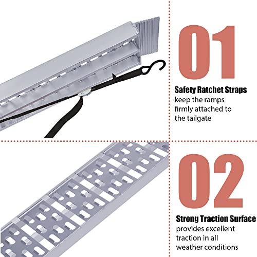 Atv Ramps, 7.5Ft Aluminum Folding Loading Ramp, 1500Lbs Capacity Heavy-Duty, 2Pcs Powersports Loading Ramps For Dirt Bike, Pickup Trucks, Suv, Trailer, Motorcycle, Van, Lawn Mower #TOP2