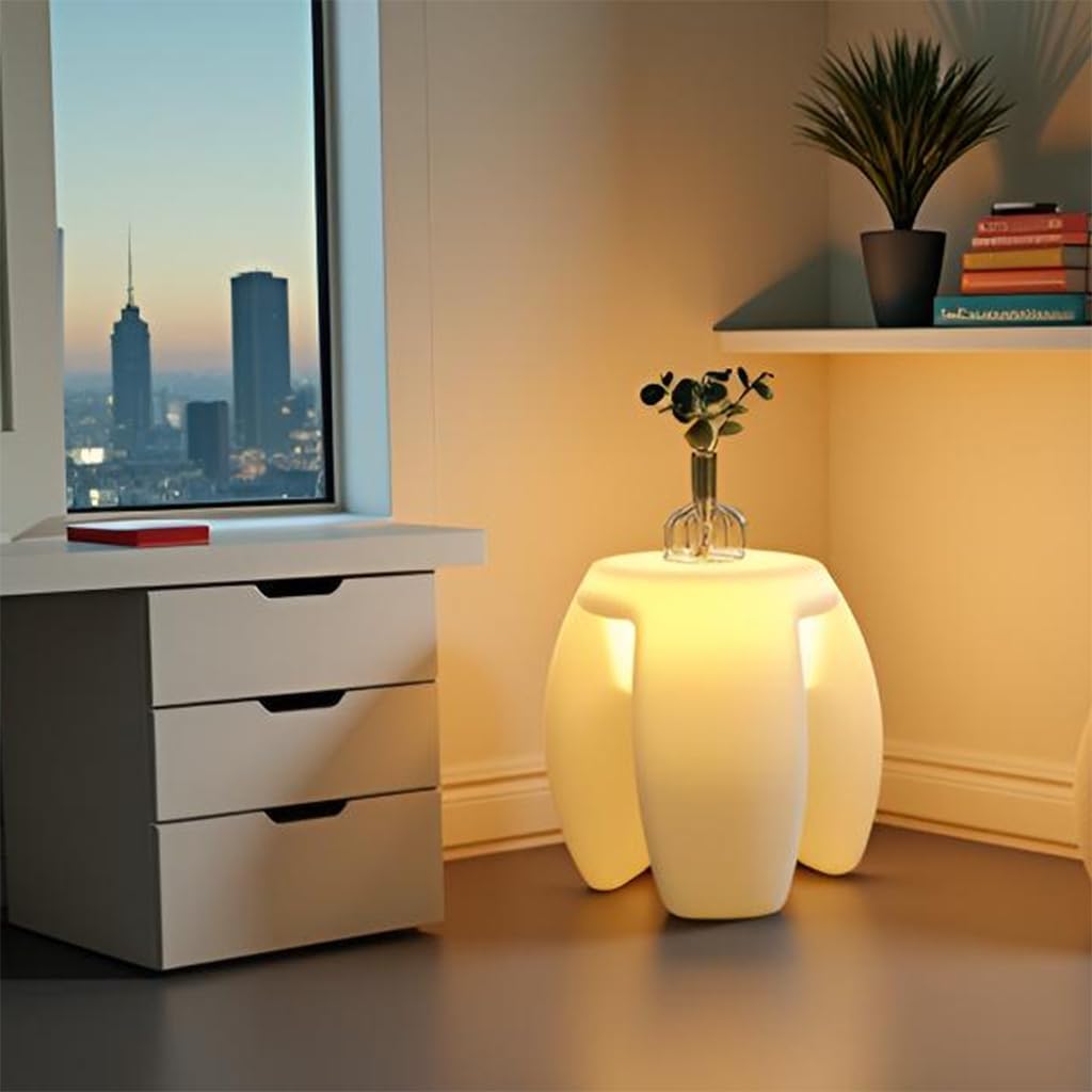 22-inch LED Glow Chair, Illuminated LED Lounger Light Chair w/Remote, 16 Colors Changing Round Glow Side Seat, Rechargeable Recessed Glitter Low Stools for Home Patio Party Mood Lighting Decor