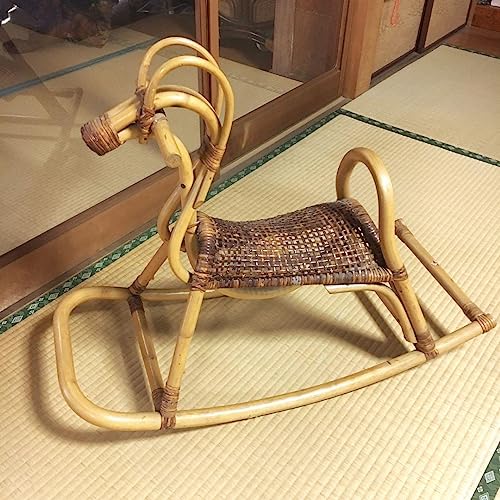 80.s 藤製 ラタン木馬 ラタン乗用玩具 子供遊具 ロッキングホース