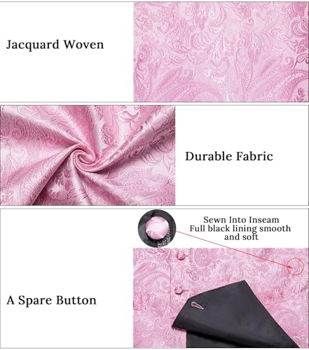 Image of DiBanGu Mens Paisley Suit Waistcoat,Silk Dress Vest and Bowtie Pocket Square Cufflinks with Lapel Pin Set for Wedding Tuxedo
