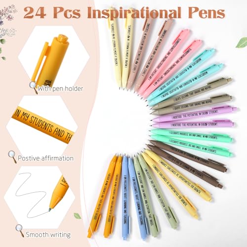 Image of Mooliwe 48 Pcs Positive Affirmation Gift Set Gratitude Notebooks with Pens Small Bags Motivational Encouragement Notepads Daily Affirmations Journal for Women Stress Relief Self Care (Teacher)