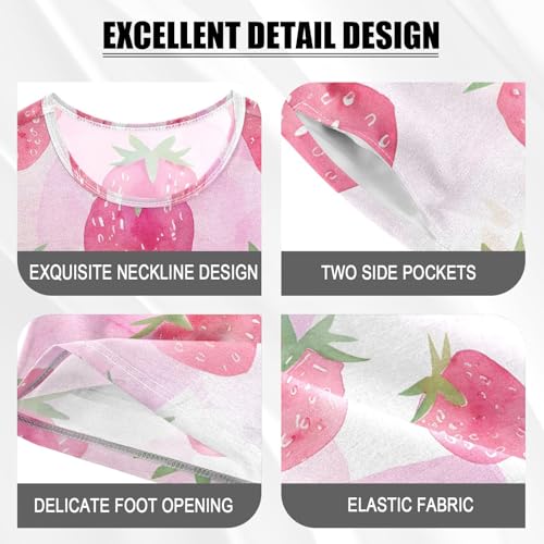 ALAZA Strawberry Colored Fruit Pajamas Short Sleeve 2 Piece Sleepwear Top and Bottom Pajama Set Unisex4