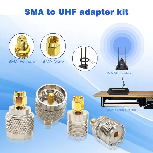 Adaptador SMA a UHF Coaxial Kit 4 piezas miniatura 5