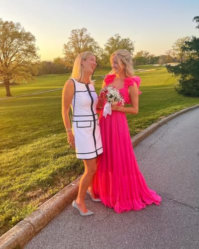 Chiffon Ruffle Prom Dresses V Neck Long Bridesmaid Dresses for Women Backless A Line Formal Evening Gowns2