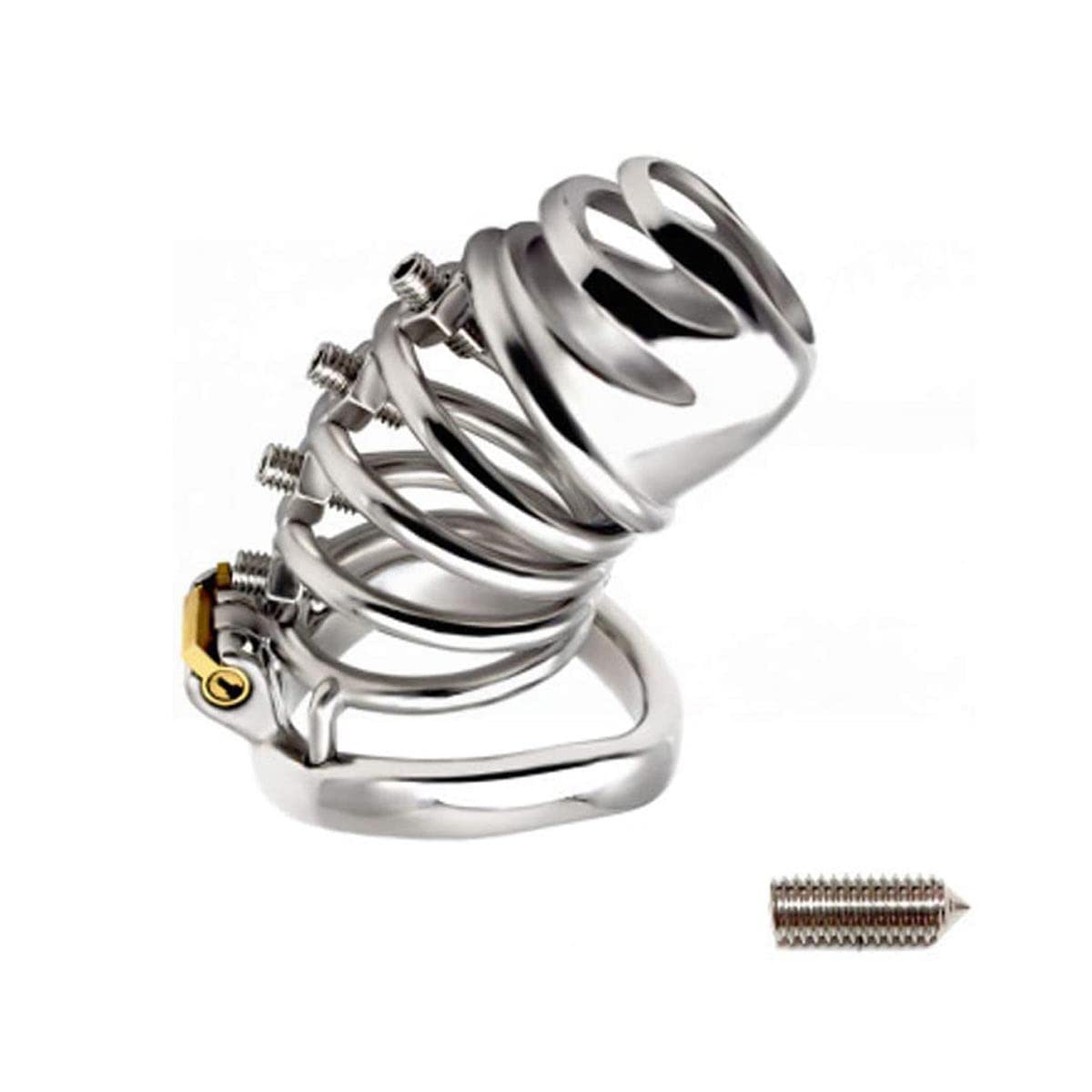AAKOMA Dispositif de chasteté masculine Cage à bite en acier inoxydable Ceinture de chasteté Bondage pour hommes Jouet sexuel adulte avec anneau de pénis en arc de 40mm