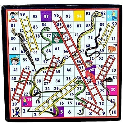 Image of PMG Wooden Ludo Game Snakes Ladders & Chess Board Combo with 2 Set of Ludo with dice Coins 1 Chessmen Coins Set (16x16 Inch Combo Ludo, Snakes-Ladders & Chess)