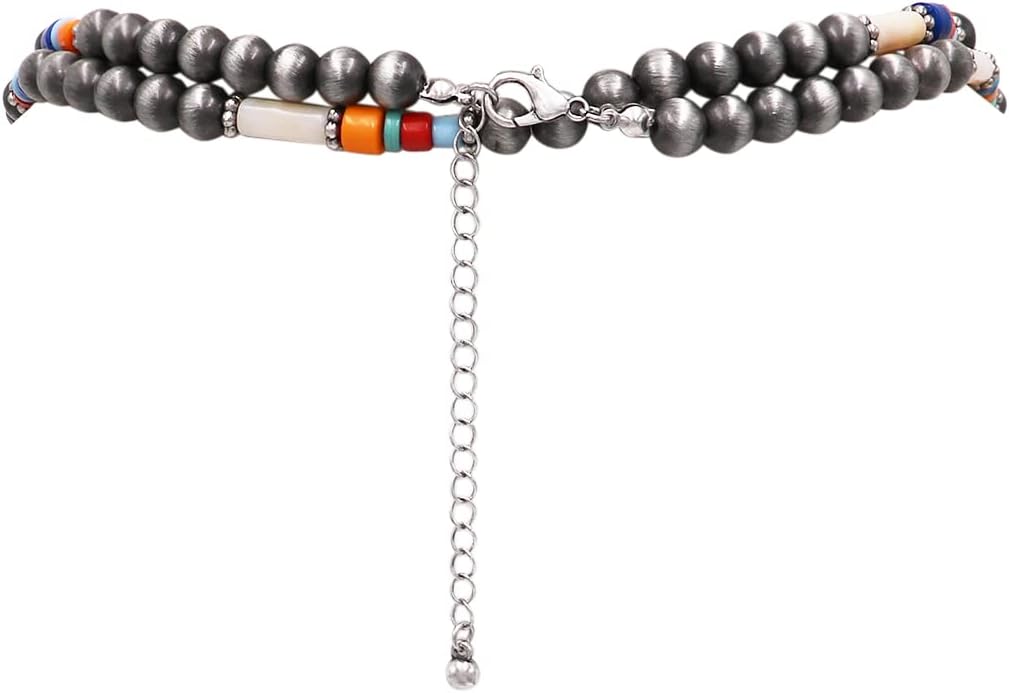 Rosemarie & Jubalee Women's Chic Western Navajo Pearl And Howlite Stone Bead Long Strand Necklace Earrings Set