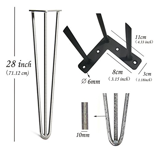 4 gambe a forcina per capelli, 10 mm di spessore