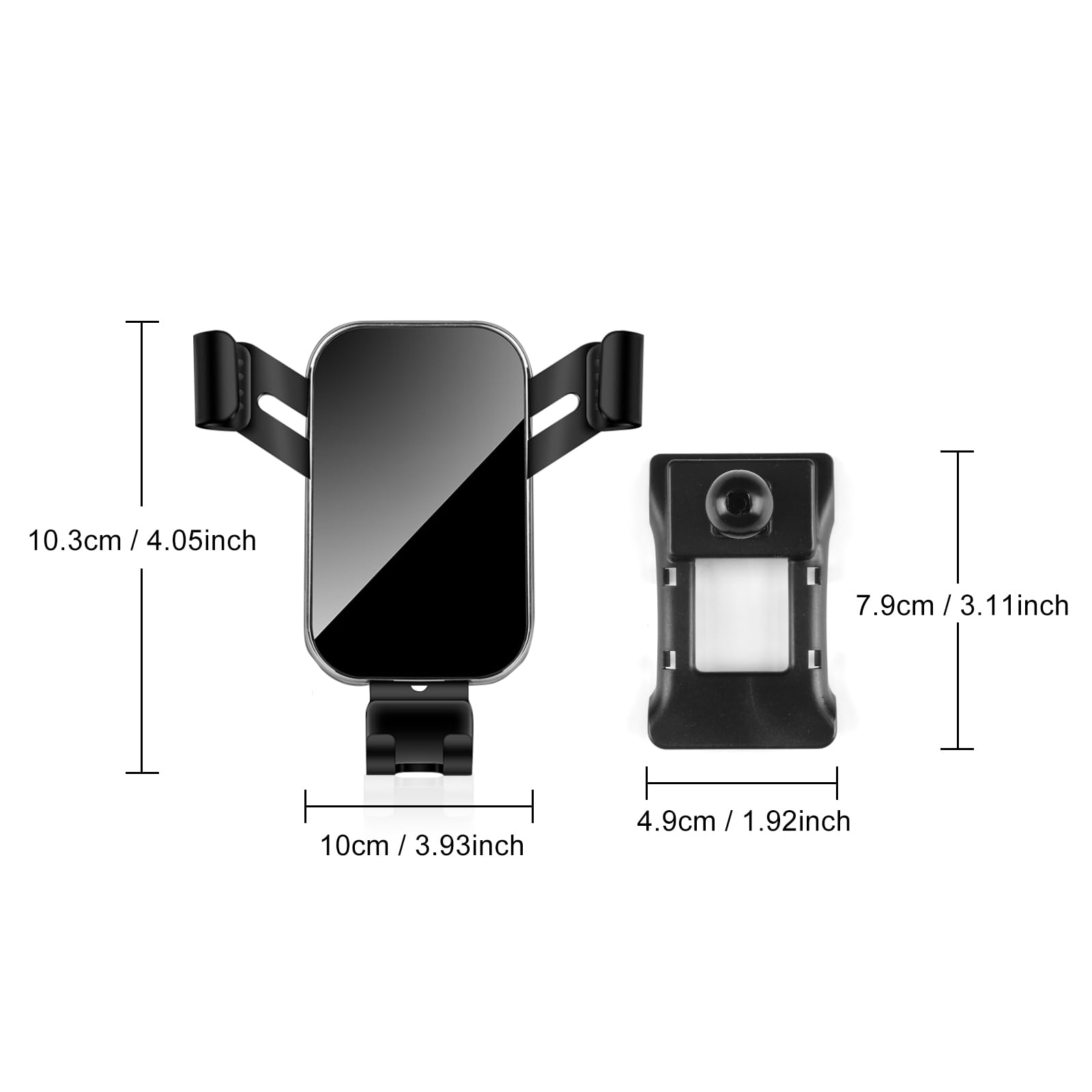 KUNGKIC Supporto per telefono auto regolabile per auto compatibile con VW Volkswagen 2009-2013 Golf 6 GTI MK6 accessori interni rotazione a 360° lega di zinco ABS (nero)