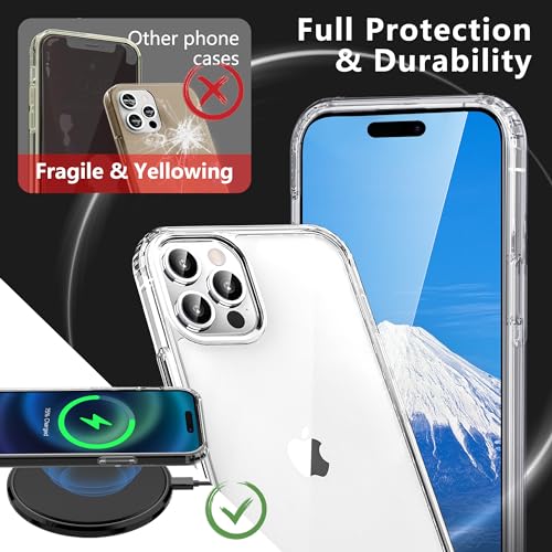 Image of ONES iPhone 14 Pro Max Clear Slim Hard Case『Shockproof Airbag』『Raised Edges Protect Camera Screen』 [ Non-Yellow ] [ Anti-Slip ] PC + TPU Hybrid Protective Transparent Silicone Cover for APPLE 6.7 inch