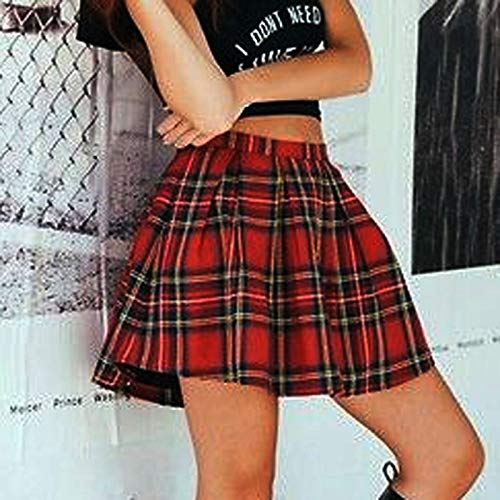 Nyybw Dress Girls Lady Scotland Plaid Checks School Uniform Pleated Skirt Cotton Tartan Dresses (Red, M) #TOP1