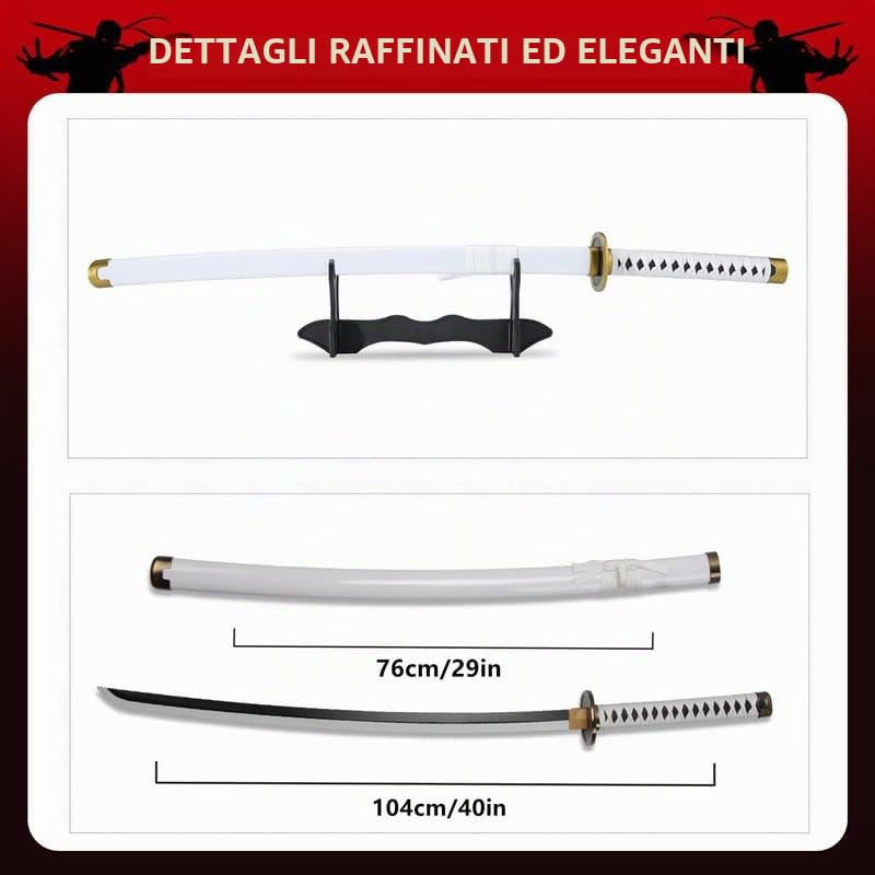 Anime Ninja Spada di bambù Katana Guerriero Arma–40pollici(104 cm),con Cintura e Supporto,per Halloween,Festa a Tema Carnevale Festa in Maschera Cosplay