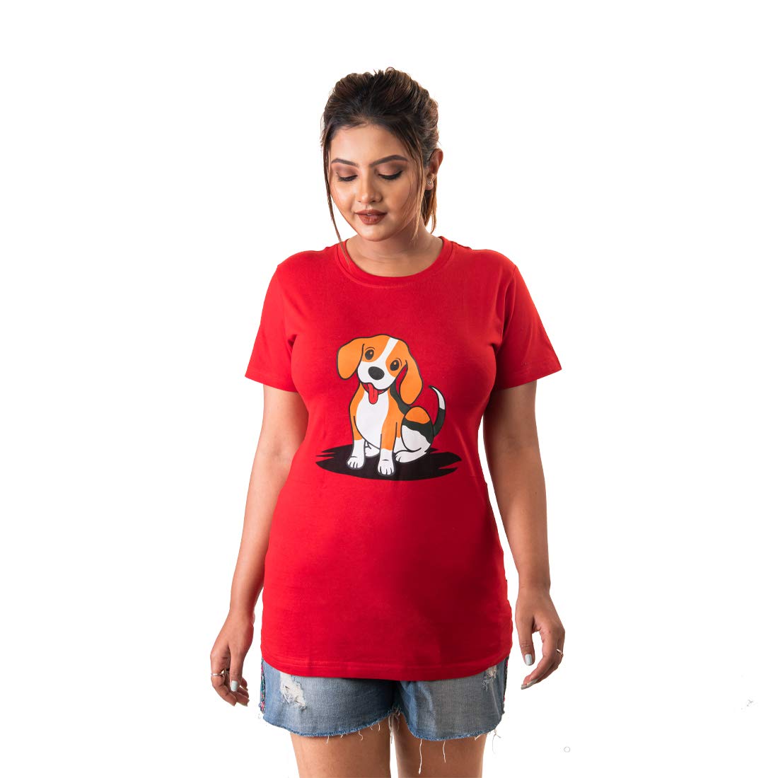 ENBOLD Women's Regular fit Red T-Shirt