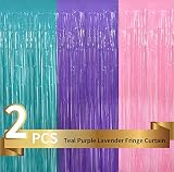 TONIFUL 2 Pcs Mermaid Theme Mixed Color Foil Fringe Curtains,3.28ft x 6.56ft Photo Booth Backdrop St