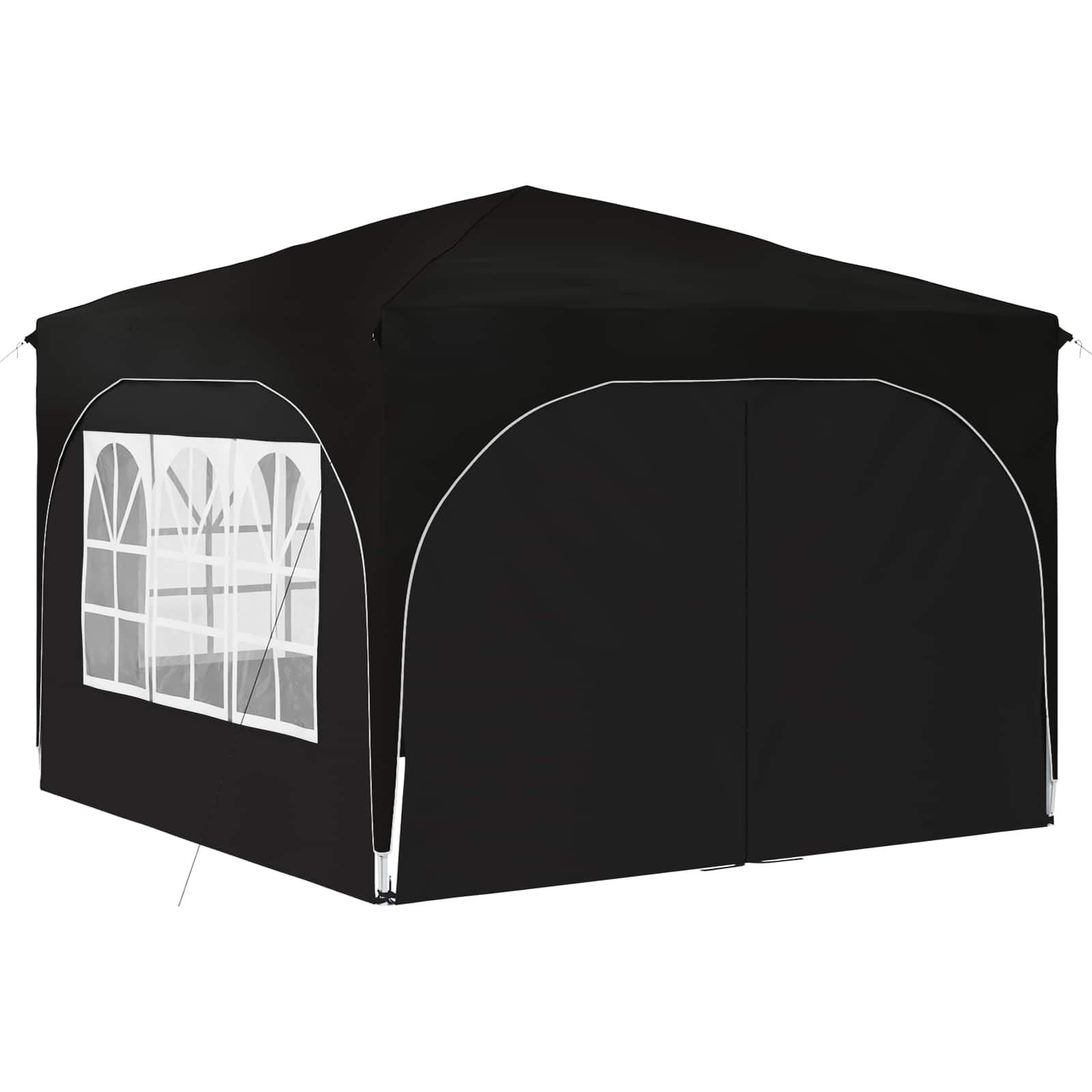 Namiot imprezowy Pop-up 290 x 290 x 245 cm, czarny, z 4 częściami bocznymi, ochrona przed promieniowaniem UV, wodoszczelny namiot ogrodowy, składany, stabilna rama stalowa, składany, na
