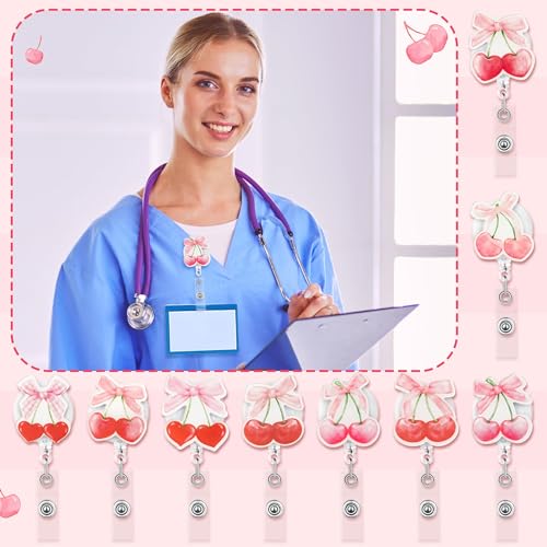 9-Piece Pink Aesthetic Badge Holder Set for Office & Nurse ID - Image 5