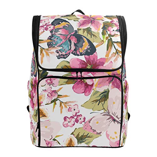 zaino con motivo floreale senza cuciture con scomparto per laptop e da campeggio da trekking