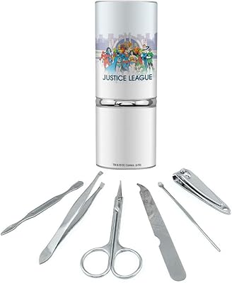 Justice League Hall of Justice Stainless Steel Manicure Pedicure Grooming Beauty Care Travel Kit