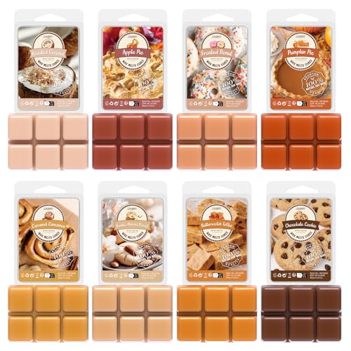 SALUBRITO Bakery Wax Melts Sweet & Strong Scented Candle Gift Set 8 x 71g Natural & Long Lasting Soy Wax Set for Women Aroma Wax Cubes for Christmas Birthday Holiday Autumn