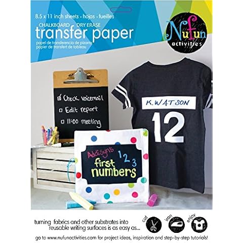 NuFun Activities Inkjet Printable Iron-On Chalkboard and Dry Erase Heat Transfer Paper, 8.5 x 11 inch sheets (10 Sheets) Cover