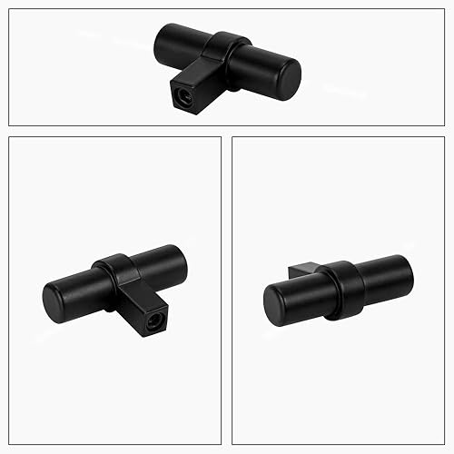 Miniatura 10 de Peaha Paquete de 10 tiradores de gabinete negros y dorados, manijas de gabinete con agujero central de 5 pulgadas, tiradores de cajón negro mate