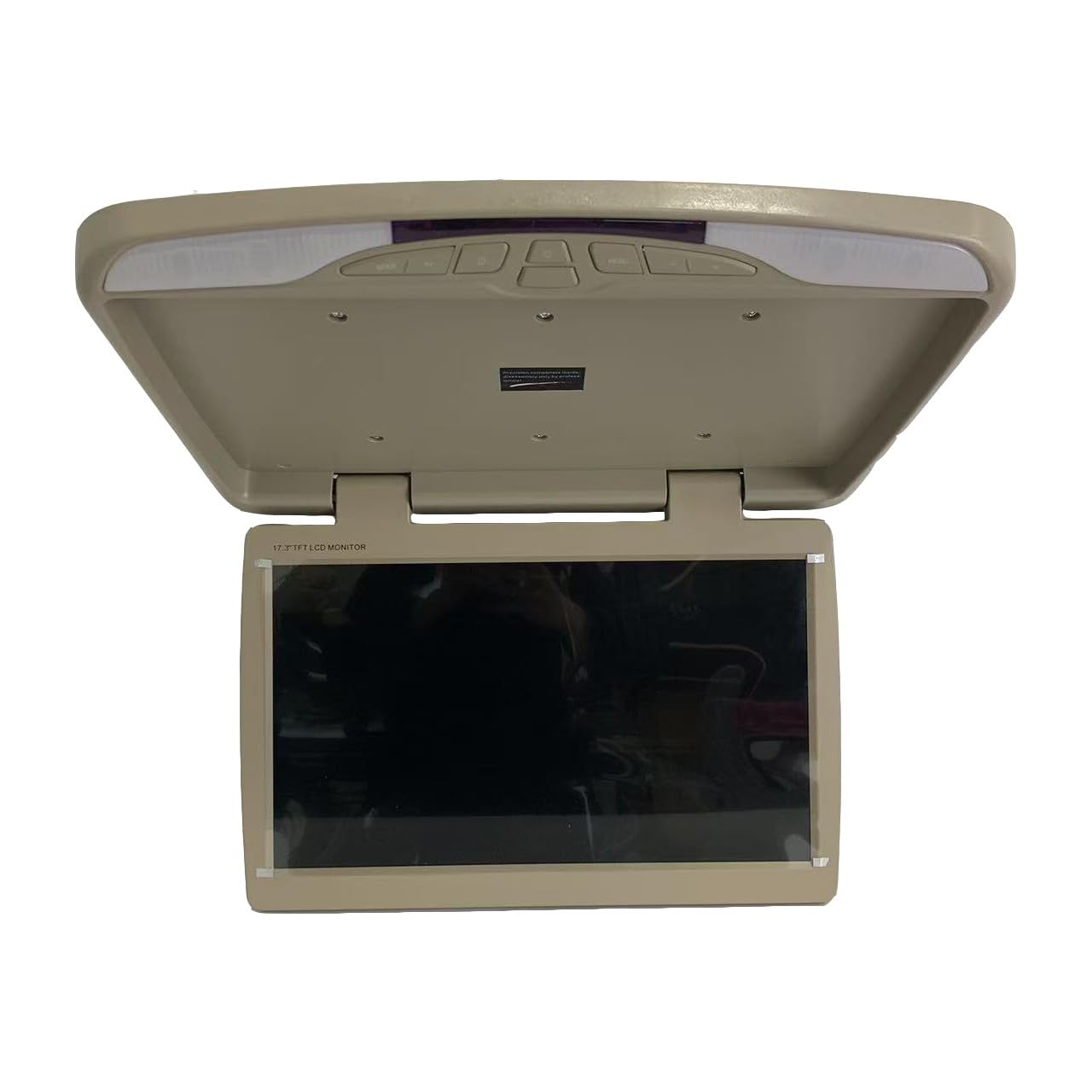 17.3" Wide IPS Screen Video Car Overhead Player Car Roof Mount Monitor Stereo Flip Down Overhead Car Monitor Remote Control NO DVD（Beige）