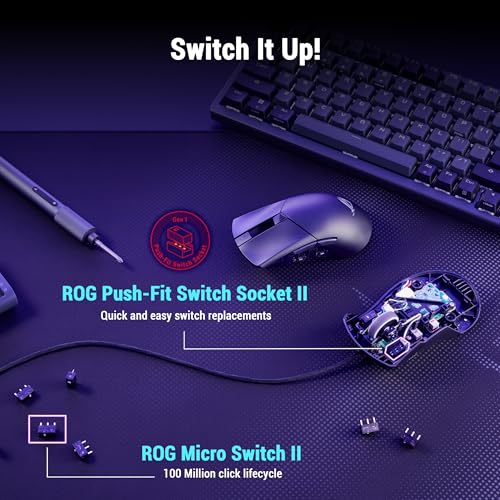 Image of ASUS ROG Gladius III Core Wired Gaming Mouse - Right-Handed Ergonomic, 72g, 12K DPI, ROG Paracord, Push-Fit Switch Sockets /Hot-Swappable Switches, Gear Link Web-Based Configuration, PC /Mac Support