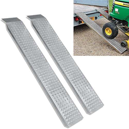 YRHome Lot de 2 rampes de Chargement jusqu'à 400 kg en Acier galvanisé pour Caravane, Moto, remorque, Voiture, 8335, Argenté