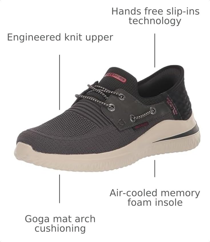 Image of Skechers Men's Delson 3.0 Roth Loafer | Casual, Slip-ins, Air-Cooled Memory Foam, Goga Mat Arch, Vegan