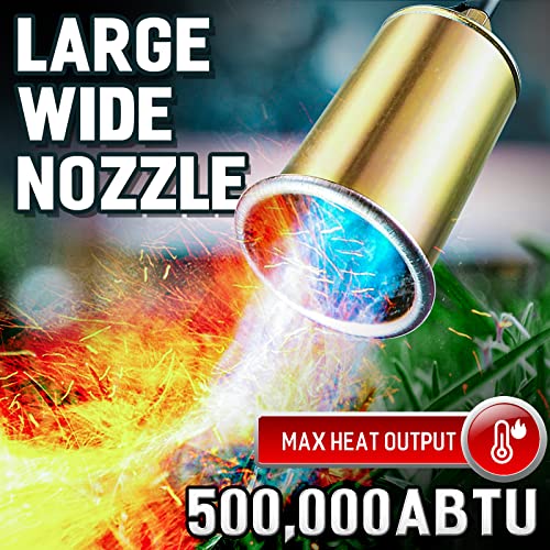Propane-Torch-Weed-Seesii-500000BTU-Heavy-Duty-Burner-Torch-with-2-Electronic-Igniters-Weed-Burner-with-Control-Valve-and-98FT-Hose-for-Garden-Roofing-BBQ-lighter-Snow-Melting-Wrenches-and-Gloves