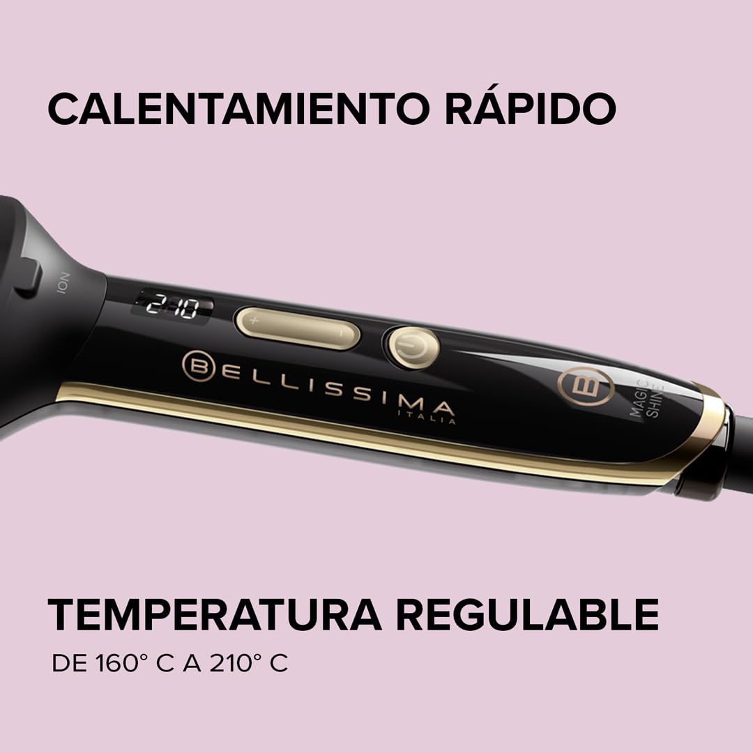 Bellissima Magic Shine, Cepillo Alisador Eléctrico, 3 Lados Exteriores Calentables, Apagado Automático, Tecnología Ion, Cerámica, 160 °C - 210 °C
