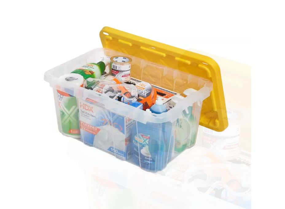 期間限定値下げ❗️ 17SS Large l Storage Box Amazon.com - Storage Container, 17 Gallon, Clear with Yellow Lid