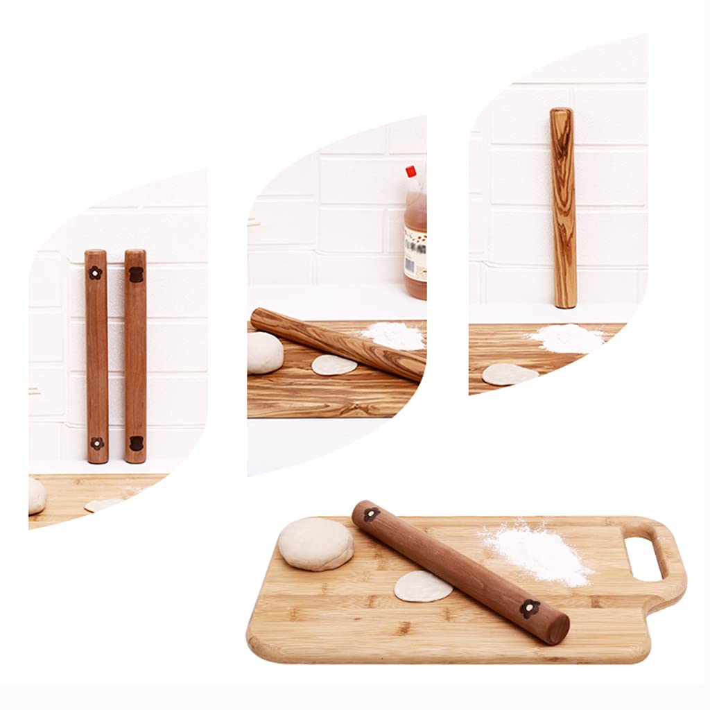 Rodillo De Cocina, Palo De Fideos De Madera De Olivo para Hornear Pasta, Pizza, Pastel, Galleta, Rodillo De Masa De Madera - Herramientas para Hornear,C30*3cm