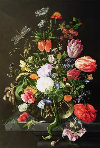 Affiche toile fleurs Jan Davidsz De Heem 60x90cm pour habiller un mur vide de bureau