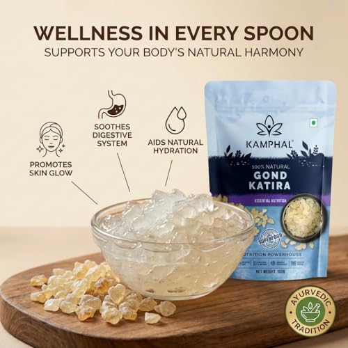 Image of Kamphal Premium Gond Katira 100gm | Pure 100% Natural Almond Gum, Badam Pisin | Tragacanth Gum | High Cooling Properties | Superfood