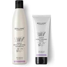 BRILLARE Professional Heavy Moisturising Natural Shampoo & Hair Mask Combo, Enriched With Wheat Germ & Avocado Fruit, Deeply Nourishes Dry and Frizzy Hair Shampoo 300ml+ Mask 125ml