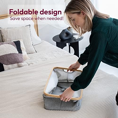 Gadgy Laundry Basket Small | Ironing Basket | Linen Basket | Folding Washing Basket 45 L. | Linen Baskets | Clothes Hamper | Laundry Basket Grey | Collapse Laundry Basket