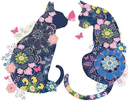 CraftyThings 4 x Paper Napkins - Floral Cats - Ideal for Decoupage/Napkin Art