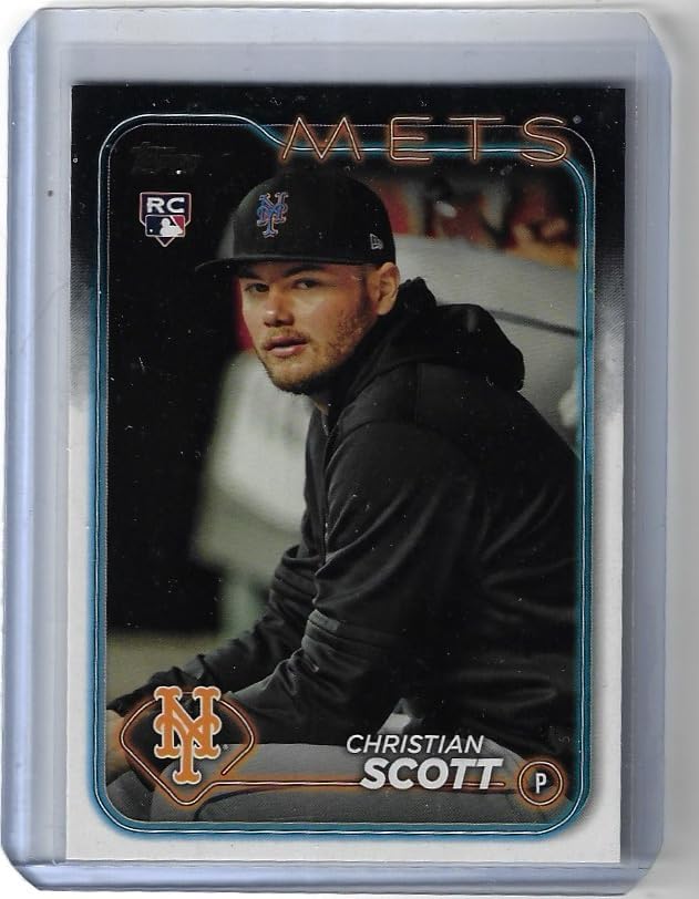 Christian Scott SSP RARE Golden Mirror Image Variation Rookie Card Collectible Baseball Card - 2024 Topps Update Baseball Card #US218 (Mets)