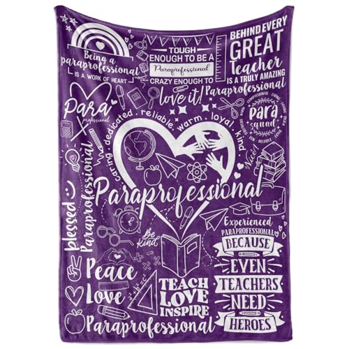 Huglanket Paraprofessional Appreciation Gifts, Gifts for Teacher Paraprofessional, Flannel Blanket, 50 x 65 inches - Purple