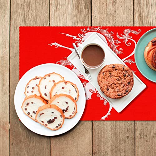 Set de table licorne rouge de qualité supérieure résistant à la chaleur - 7